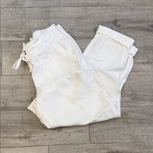 Athleta 100% Linen Relaxed Cropped Pants